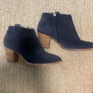 Navy Blue suede Madewell booties